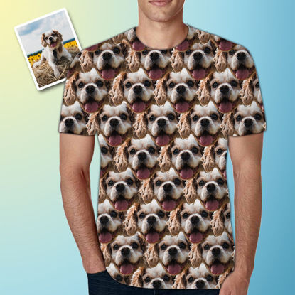 Picture of Custom Face Photo T-Shirt – Personalized Pet Avatar Short Sleeve – Customized Pet Multi-Avatar Replica T-Shirt