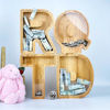 Picture of Personalized Wooden Piggy Bank for Kids - Large Piggy Banks W/ 26 English Alphabet Letter - Best Gift for Children on Birthday And Christmas