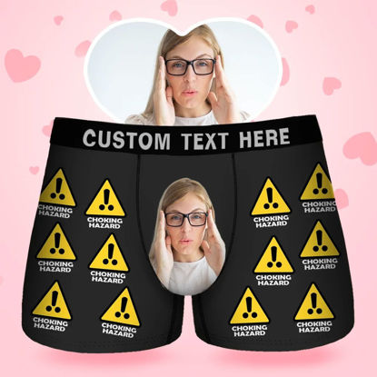 Picture of Custom Boxers - Custom Face Shaped Men's Boxers - Choking Hazard Style Briefs - Gift for Husband, Boyfriend - Waistband Wording Boxer Gift