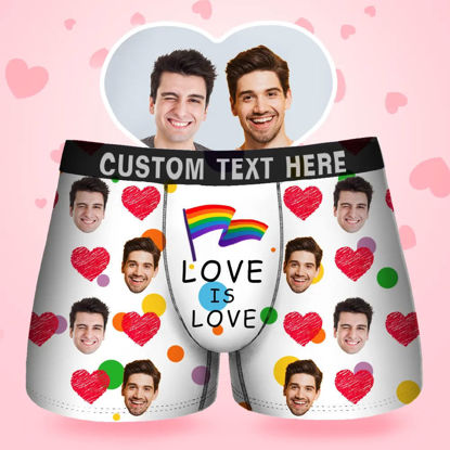 Picture of Custom Boxer - Custom Face Men's Boxer - Boy'S Love Gift For Him - Love Is Love Style Underwear