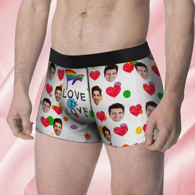 Picture of Custom Boxer - Custom Face Men's Boxer - Boy'S Love Gift For Him - Love Is Love Style Underwear