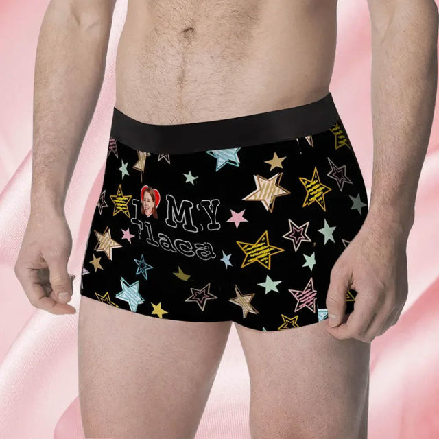 Picture of Custom Boxer Briefs - Custom Face Mens Boxer Briefs - I Love My Flaca Style Briefs - Gifts for Husband, Boyfriend - Waistband Text Boxer Briefs Gifts