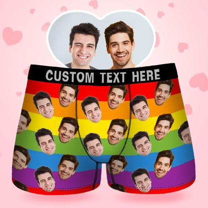 Picture of Custom Boxer - Custom Face Men's Boxer Briefs - Favorite Gifts For Boys - Rainbow Style Underwear - Gifts For Husband - Belt Text Boxer Briefs Gifts