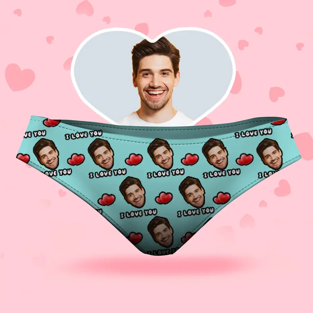 Picture of Custom Face Women's Panties - I Love You Style Underwear - Gifts for Wife and Girlfriend