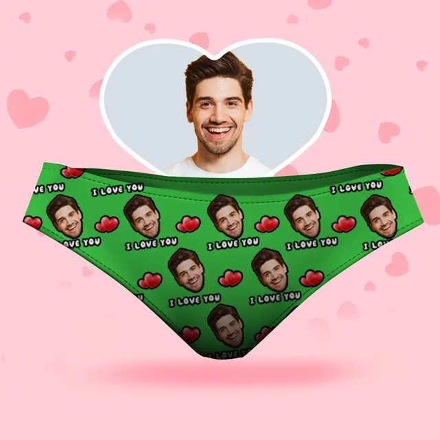 Picture of Custom Face Women's Panties - I Love You Style Underwear - Gifts for Wife and Girlfriend