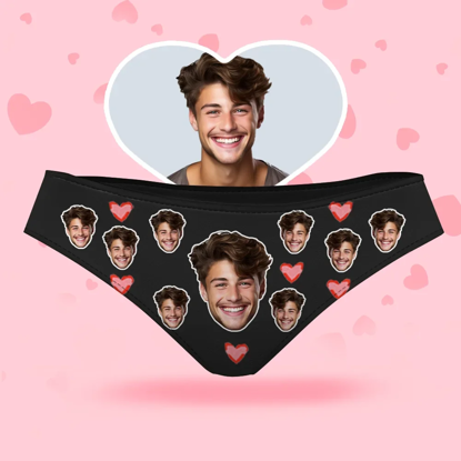Picture of Custom Face Women's Panties - Pink Heart With His Face Style Underwear - Gifts for Wife and Girlfriend