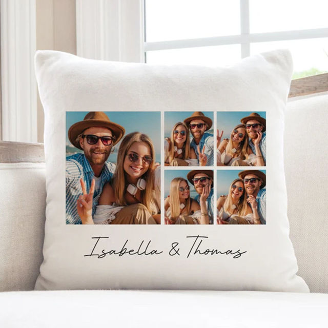 Picture of Personalized Photo Pillowcase  - Pillowcase With Multiple Photos -  Gift for Birthday or Valentine's Day