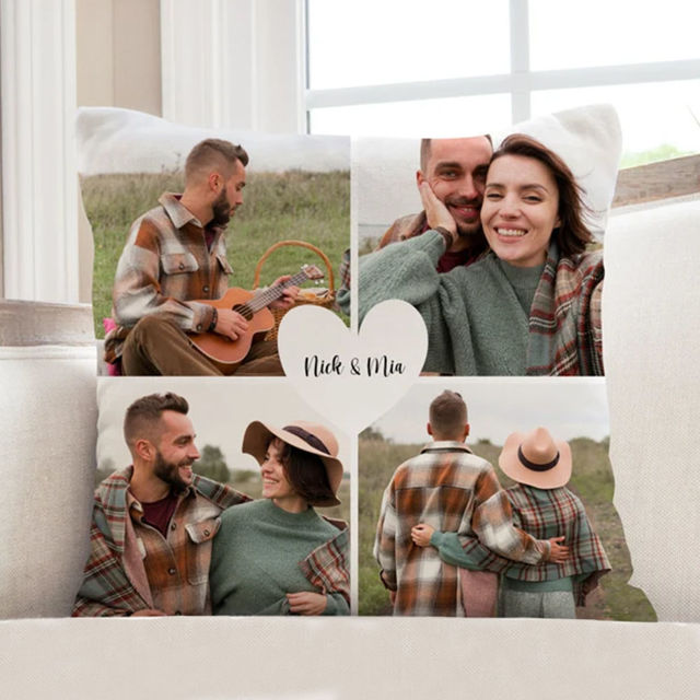 Picture of Personalized Photo Pillowcase  - Pillowcase With Multiple Photos -  Gift for Birthday or Valentine's Day