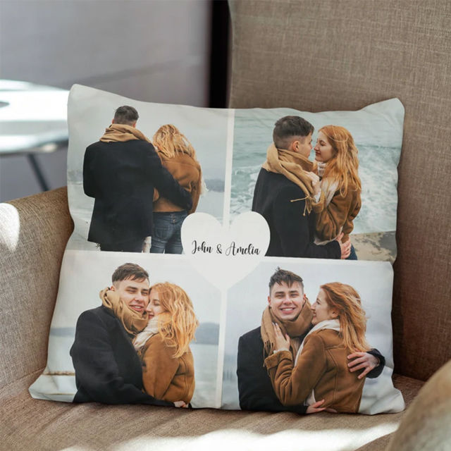 Picture of Personalized Photo Pillowcase  - Pillowcase With Multiple Photos -  Gift for Birthday or Valentine's Day