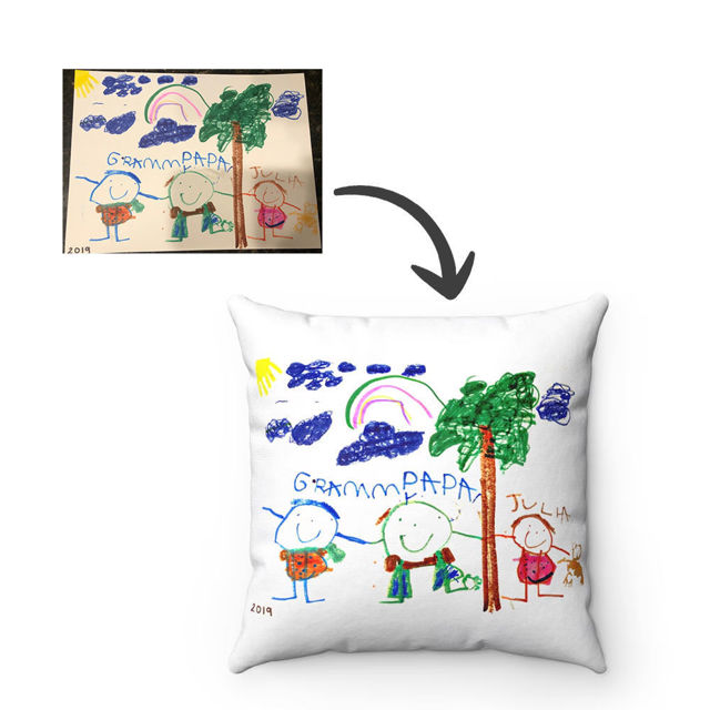 Picture of Personalized Kids Artwork Pillow Case  - Custom Pillow Case with Kids' drawing - Birthday Gift And Home Decor