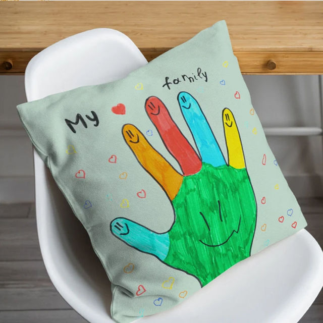 Picture of Personalized Kids Artwork Pillow Case  - Custom Pillow Case with Kids' drawing - Birthday Gift And Home Decor