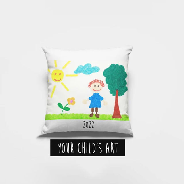 Picture of Personalized Kids Artwork Pillow Case  - Custom Pillow Case with Kids' drawing - Birthday Gift And Home Decor