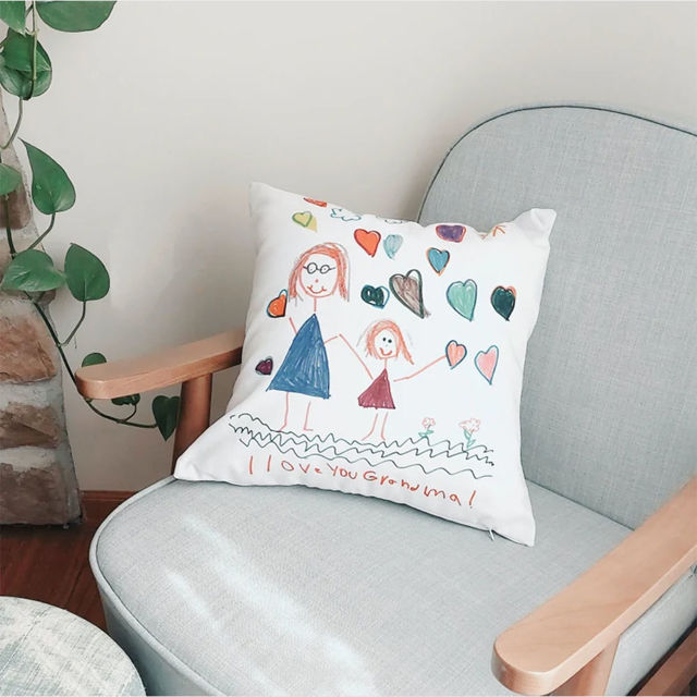 Picture of Personalized Kids Artwork Pillow Case  - Custom Pillow Case with Kids' drawing - Birthday Gift And Home Decor