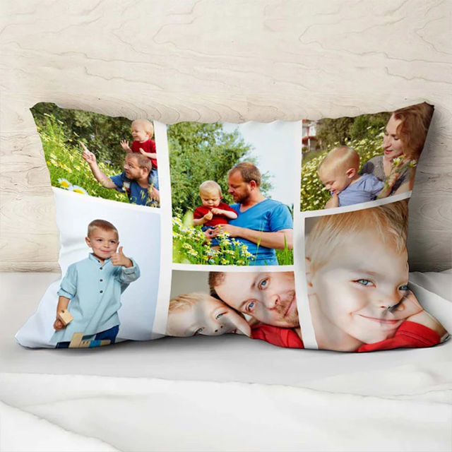 Picture of Personalized Photo Rectangle Pillow case - Custom with Multiple Photos - Best Gift for Housewarming Or Christmas