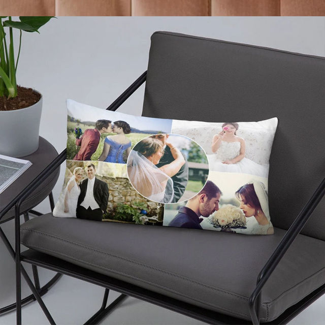 Picture of Personalized Photo Rectangle Pillow case - Custom with Multiple Photos - Best Gift for Housewarming Or Christmas