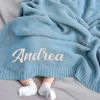 Picture of Custom Embroidered Baby Blanket - Custom Embroidered Name Car Blanket - Personalized Knitted Cotton Nap Blanket