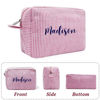 Picture of Personalized embroidered striped cosmetic bag - customized seersucker storage cosmetic bag - personalized travel business trip portable storage bag