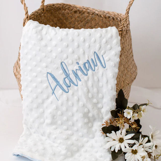 Picture of Personalized Baby Blanket - Custom Embroidered Baby Blanket - Custom Embroidered Name Puff Fleece Baby Blanket