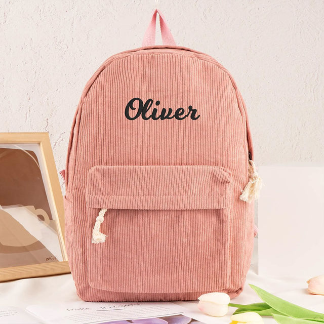 Picture of Personalized Canvas Backpack - Custom Embroidered Backpack - High School Backpack - Custom Embroidered Preppy Backpack