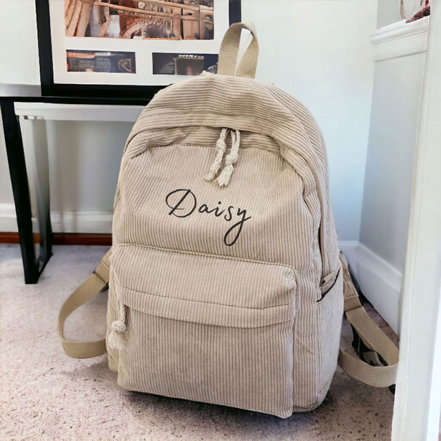 Picture of Personalized Canvas Backpack - Custom Embroidered Backpack - High School Backpack - Custom Embroidered Preppy Backpack