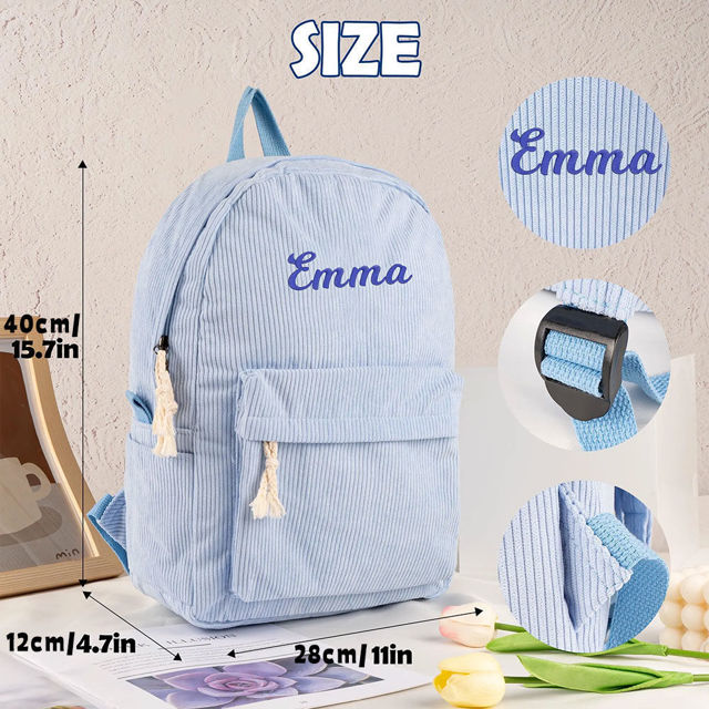 Picture of Personalized Canvas Backpack - Custom Embroidered Backpack - High School Backpack - Custom Embroidered Preppy Backpack