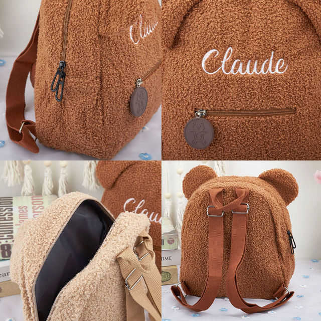 Picture of Personalized Furry Bear Cute Backpack - Custom Plush Bear Backpack - Personalized Furry Teddy Bear Backpack for Kids