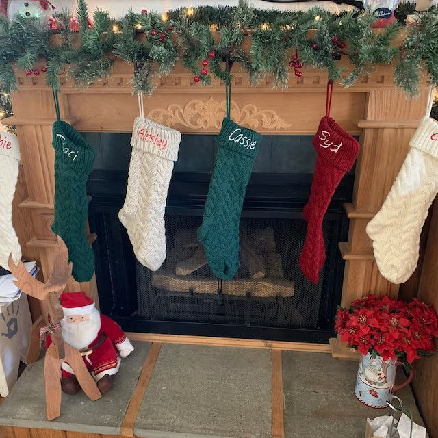 Picture of Personalised Christmas embroidered stockings - Custom family name Christmas stockings - Custom knitted Christmas stockings