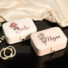 Picture of Custom Birth Month Flower Travel Jewelry Case - Personalized Travel box for Rings Earrings and Necklace