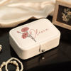 Picture of Custom Birth Month Flower Travel Jewelry Case - Personalized Travel box for Rings Earrings and Necklace