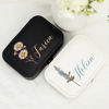 Picture of Custom Birth Month Flower Travel Jewelry Case - Personalized Travel box for Rings Earrings and Necklace