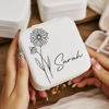 Picture of Custom Birth Month Flower Travel Jewelry Box - Personalized Small Travel case - Bridesmaid Gift - Wedding Gift