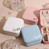 Picture of Custom Square Travel Jewelry Box - Personalized Small Travel Case with Name - Bridesmaid Gift