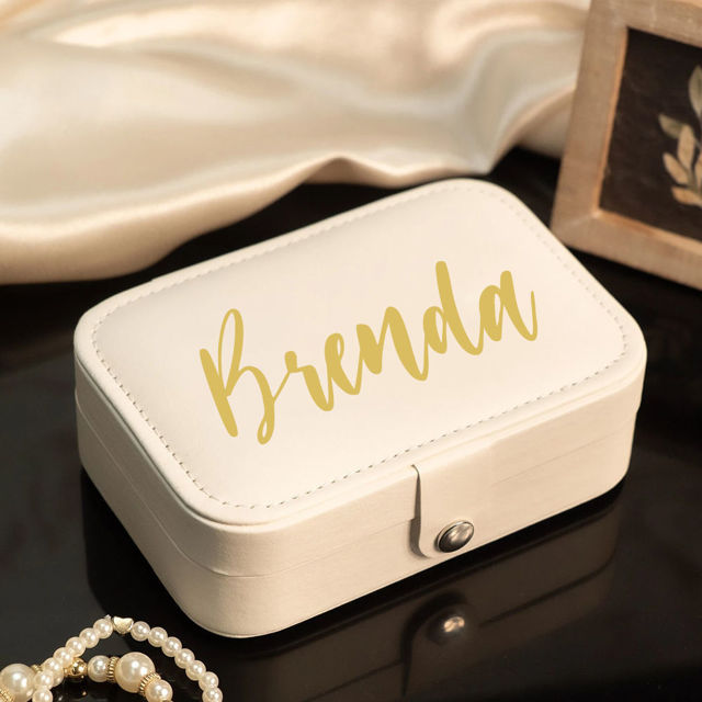 Picture of Custom Travel Jewelry Case - Personalized Travel Box with Name -  Best Bridesmaid Gift