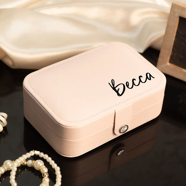 Picture of Custom Travel Jewelry Case - Personalized Travel Box with Name -  Best Bridesmaid Gift