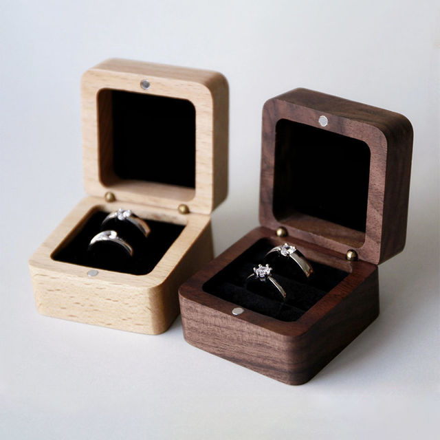 Picture of Custom Wooden Wedding Ring Box - Personalized Engagement Ring Box