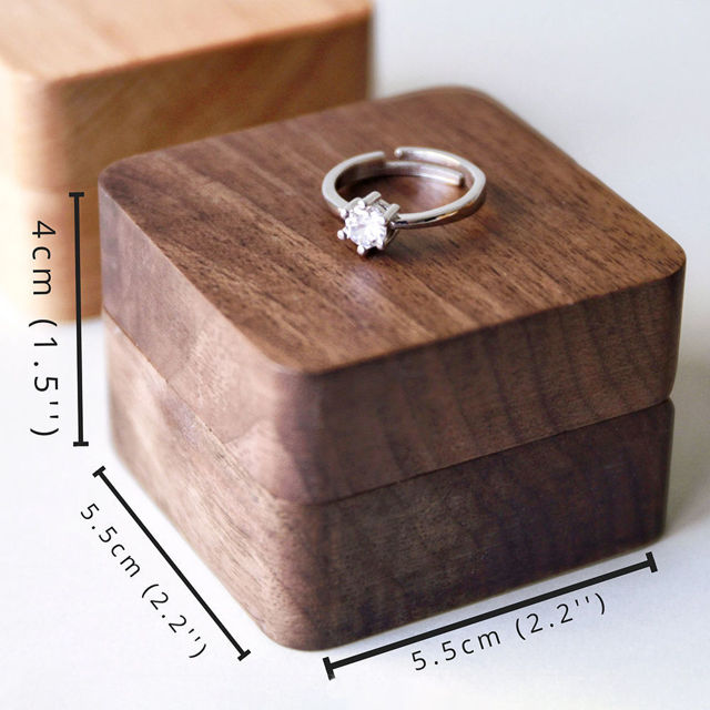 Picture of Custom Wooden Wedding Ring Box - Personalized Engagement Ring Box