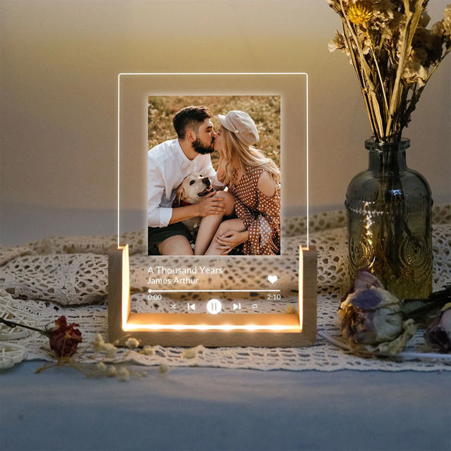 Picture of Personalised Acrylic Song Plaque Night Light - Custom Photo Night Lamp - Best Valentine's Day Gift