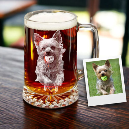 Picture of Custom Engraved Photo Beer Mug - Personalized Glass Cup - Birthday Gift for Dad - Retirement Gift