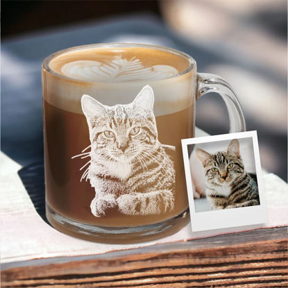 Picture of Custom Engraved Glass Coffee Mug - Personalized Glass Cup with Photo - Best Gift For Pet Person