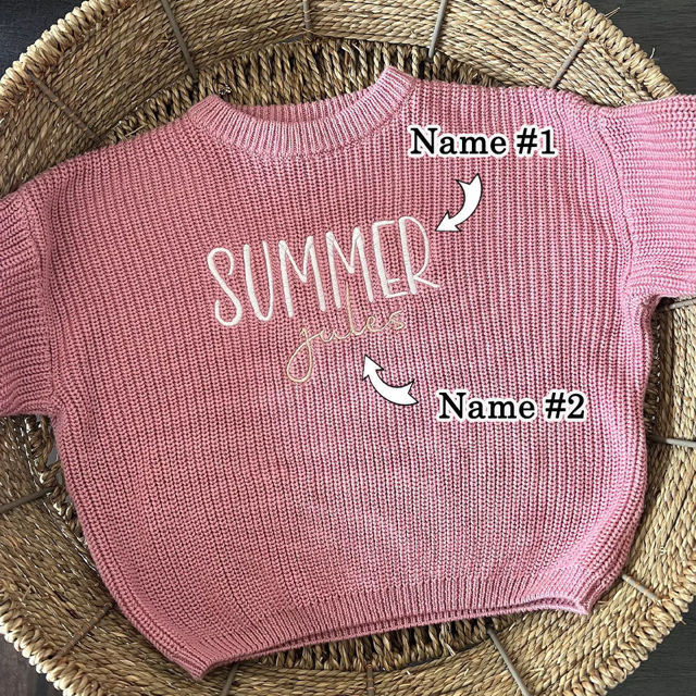 Picture of Personalized Embroidered Name Sweater for Child - Custom Embroidery Sweaters - Knitted Xmas Sweater