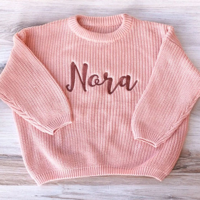 Picture of Personalized Embroidered Name Sweater for Child - Custom Embroidery Sweaters - Knitted Xmas Sweater