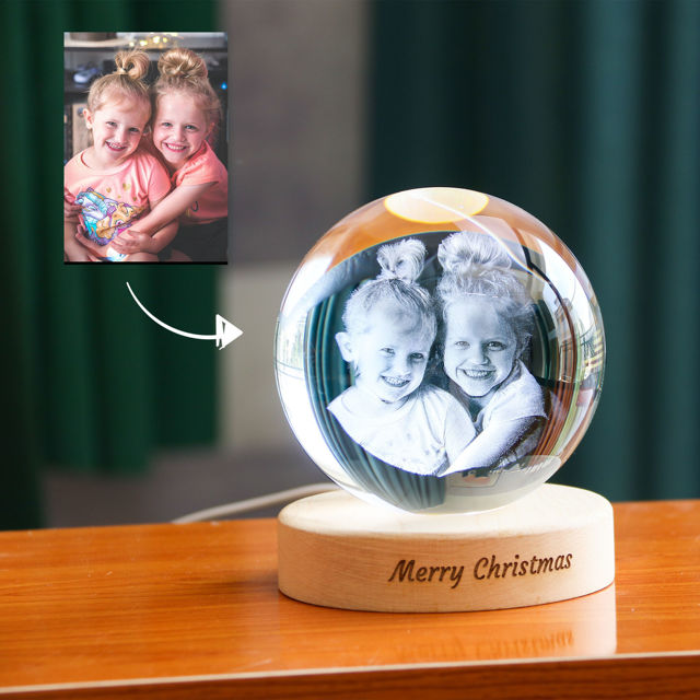 Picture of Custom 3D Laser Crystal Ball  - Laser Etched Photo in a Ball  Memory Gifts For Dad Mom Children Parents