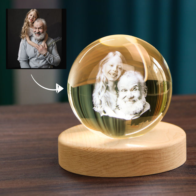 Picture of Custom 3D Laser Crystal Ball  - Laser Etched Photo in a Ball  Memory Gifts For Dad Mom Children Parents