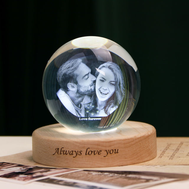 Picture of Custom 3D Laser Crystal Ball  - Laser Etched Photo in a Ball  Memory Gifts For Dad Mom Children Parents