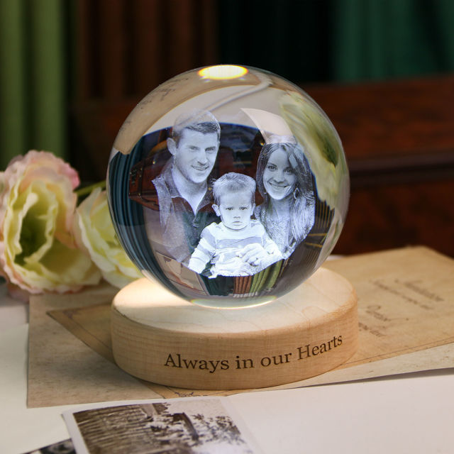 Picture of Custom 3D Laser Crystal Ball  - Laser Etched Photo in a Ball  Memory Gifts For Dad Mom Children Parents