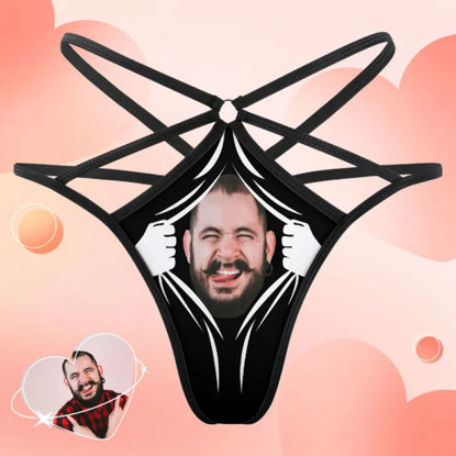 Picture of Custom Face Thong Personalized Face Tear Sexy Funny Women's Thongs - Best Gift for Her