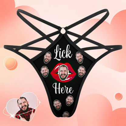 Picture of Custom Face Thong Personalized Red Kiss Women's Funny Thongs Gift for Her - Best Gift for Her