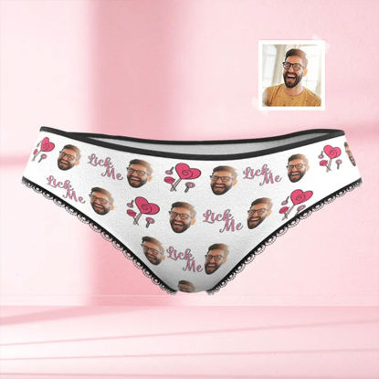 Picture of Custom Face Women's Panties Lick Me Naughty Romantic Gift - Best Gift for Her