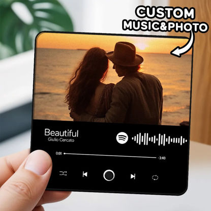 Picture of Custom Music Photo Fridge Magnet - Personalised Spotify Plaque Magnet - Fridge Magnet with song