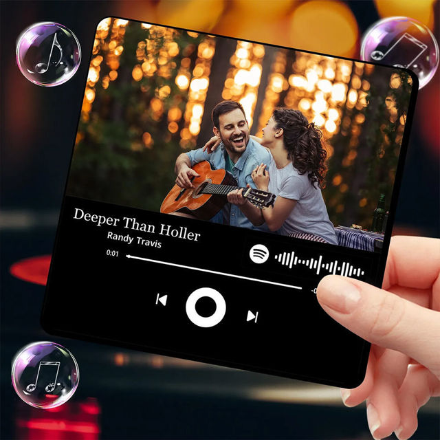 Picture of Custom Music Photo Fridge Magnet - Personalised Spotify Plaque Magnet - Fridge Magnet with song